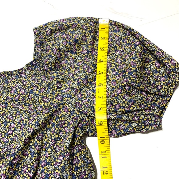 Uniqlo Cotton Printed Peasant Cropped Balloon Short Sleeve Blouse Size XS - Picture 9 of 11